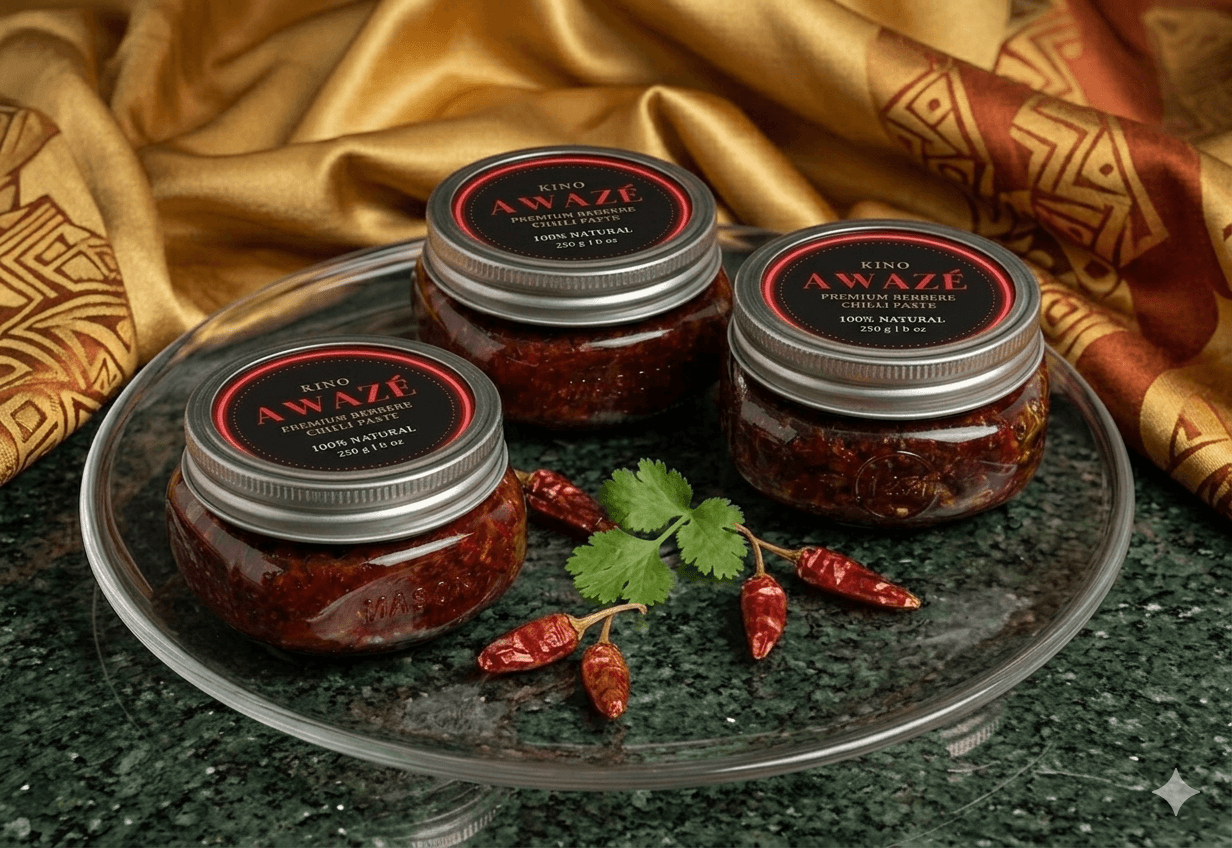 Kino Awazé Premium Berbere Chili Paste jars